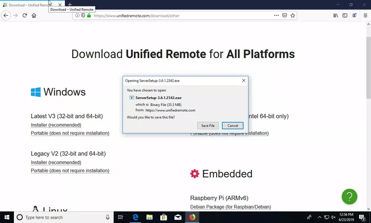 نصب برنامه Unified Remote روی کامپیوتر