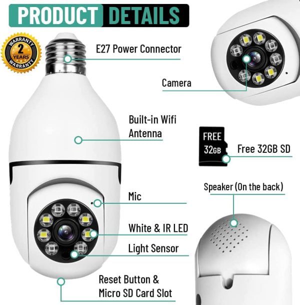 دوربین لامپی Wireless Home Camera, Light Bulb Camera