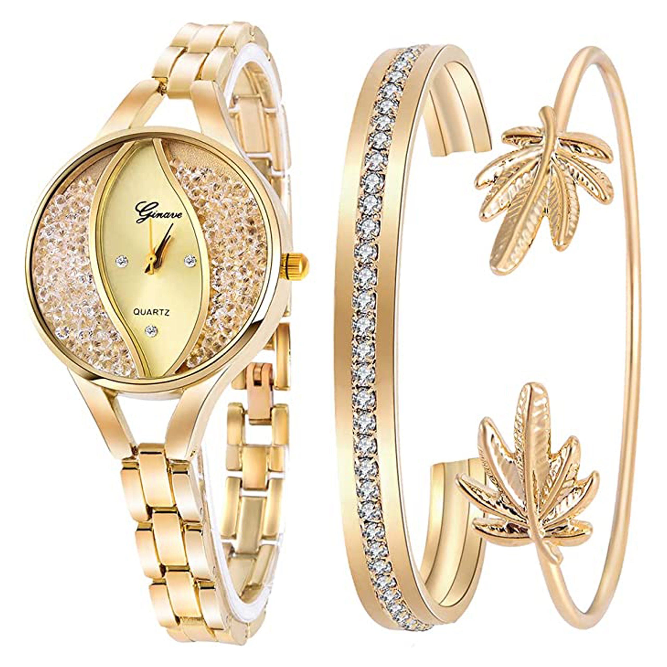 ست ساعت مچی و دستبند زنانه Stylish beautiful Ladies Watch Bracelet 3PCS