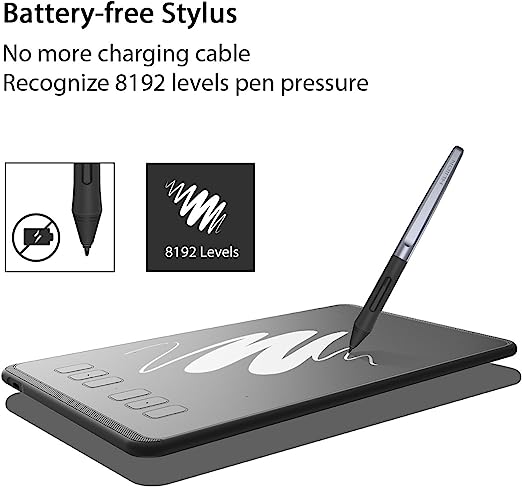 تبلت طراحی با 6 کلید اکسپرس و قلم بدون باتری Huion Inspiroy H640P Graphics Drawing Tablet 8192 Pen