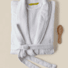 حوله حمام پنبه ای زنانه و مردانه رنگ سفید Bathrobe - 380 GSM 100% Cotton Terry Silky Soft Spa