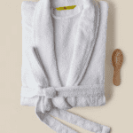 حوله حمام پنبه ای زنانه و مردانه رنگ سفید Bathrobe - 380 GSM 100% Cotton Terry Silky Soft Spa