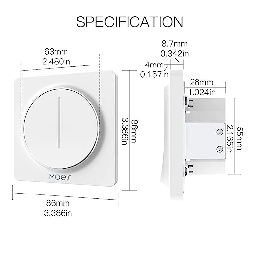 ریموت کنترل هوشمند خانه MOES WiFi Smart Touch Light LED Dimmer Switch