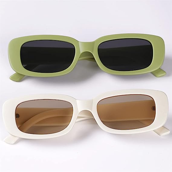 عینک آفتابی زنانه Tskestvy 4 Pieces Retro Sunglasses Vintage Sunglasses Small Square Rectangle