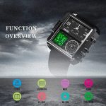 ساعت مچی ورزشی دیجیتال مردانه Men's Digital Sports Watch LED Square Large Face Analog Quartz Wrist Watch