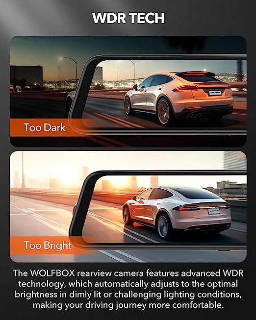 دوربین خودرو WOLFBOX 2.5K Mirror Dash Cam