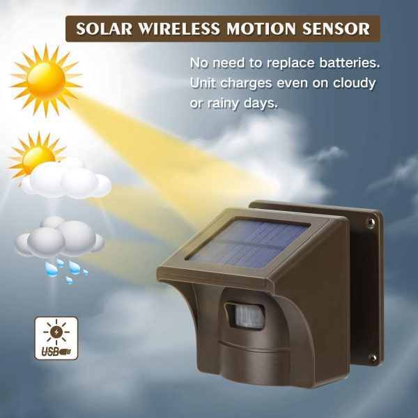 کیت تشخیص حرکت مناسب برای محیط بیرون eMACROS Solar Driveway Alarm Sytem Wireless Long Range Outdoor Weather Resistant Motion Sensor