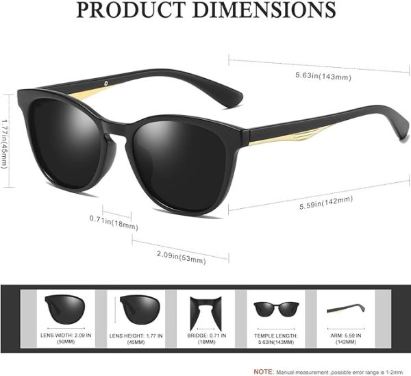 عینک آفتابی پولاریزه زنانه و مردانه KANASTAL Retro Polarised Sunglasses for Women Men