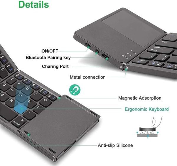 کیبورد بلوتوثی تاشو SKEIDO Ultra Thin Mini Bluetooth 3.0 Foldable Keyboard