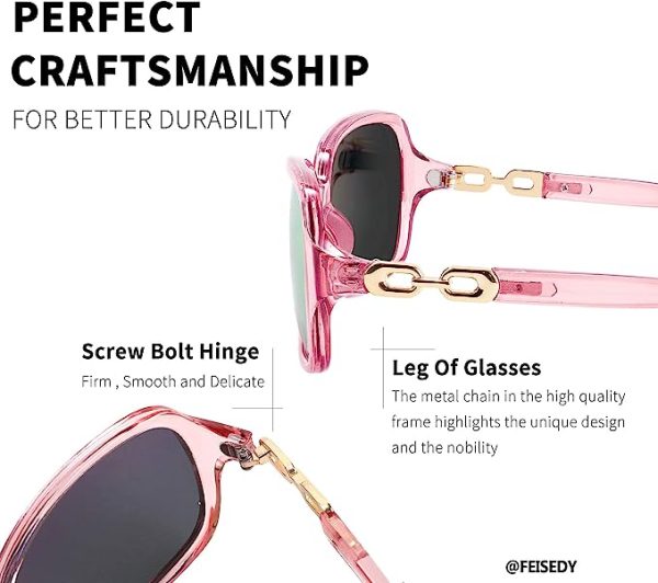 عینک آفتابی پلاریزه زنانه FEISEDY Vintage Square Polarized Sunglasses for Women 100% UV400