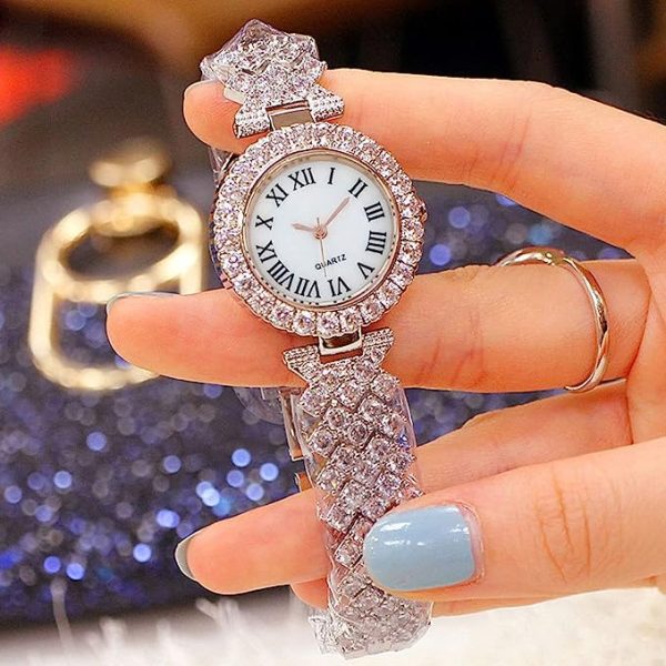 ساعت‌ مچی زنانه ۲ عددی با ست دستبند Women Luxury Watches, 2 Pcs Lady Watches with Bracelet Set