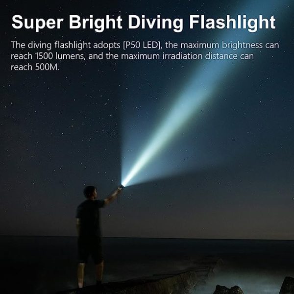 چراغ قوه غواصی ضد آب 1500 لومن دو چراغ BlueFire Diving Flashlight,Dual Lights 1500 Lumen Waterproof Diving Torch