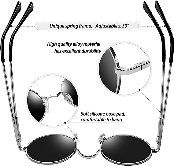 عینک آفتابی زنانه و مردانه KANASTAL Round Polarized Sunglasses for Men Women