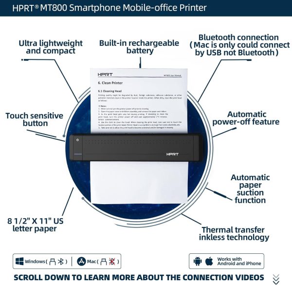 چاپگر حرارتی قابل حمل HPRT مدل MT800