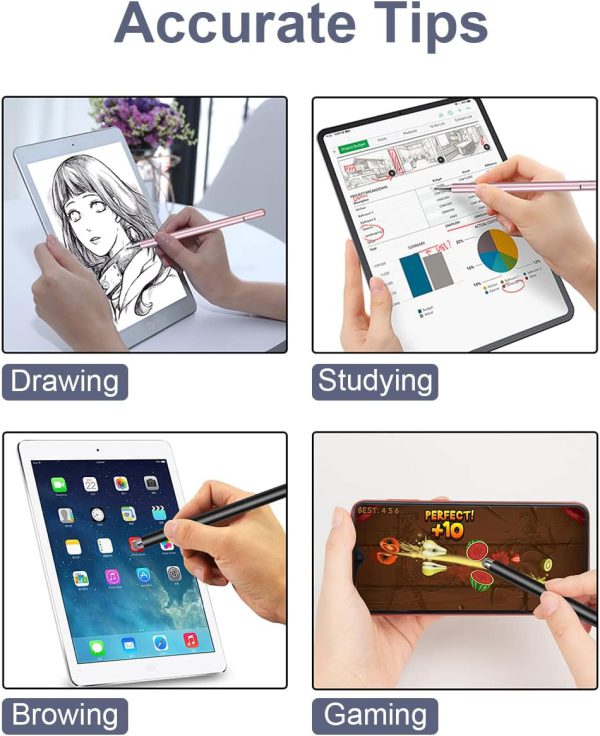 قلم لمسی Stylus Pen for iPad 2 Pack, LIBERRWAY 2 in 1 Disc & Fiber Stylus Pens for Touch Screens