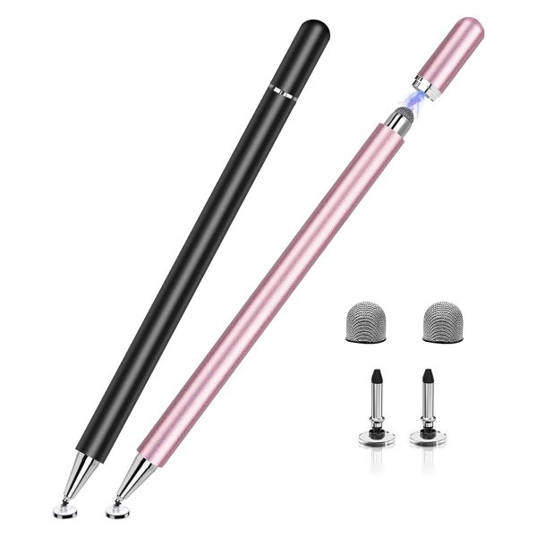 قلم لمسی Stylus Pen for iPad 2 Pack, LIBERRWAY 2 in 1 Disc & Fiber Stylus Pens for Touch Screens