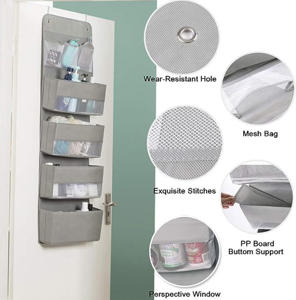 نظم دهنده کمد لباس و حمام Over Door Hanging Organiser Storage - 7 Large Pockets Closet Bathroom