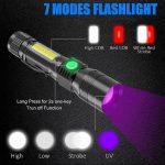 چراغ قوه یو وی UV Flashlight Black Light, 3 in 1 Super Bright Small Rechargeable Flashlights UV
