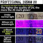 چراغ قوه یو وی uvBeast New V3 365nm Mini - Black Light UV Flashlight uv