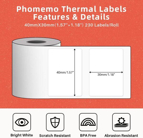 کاغذهای مخصوص چاپ حرارتی Phomemo 3 Rolls-4